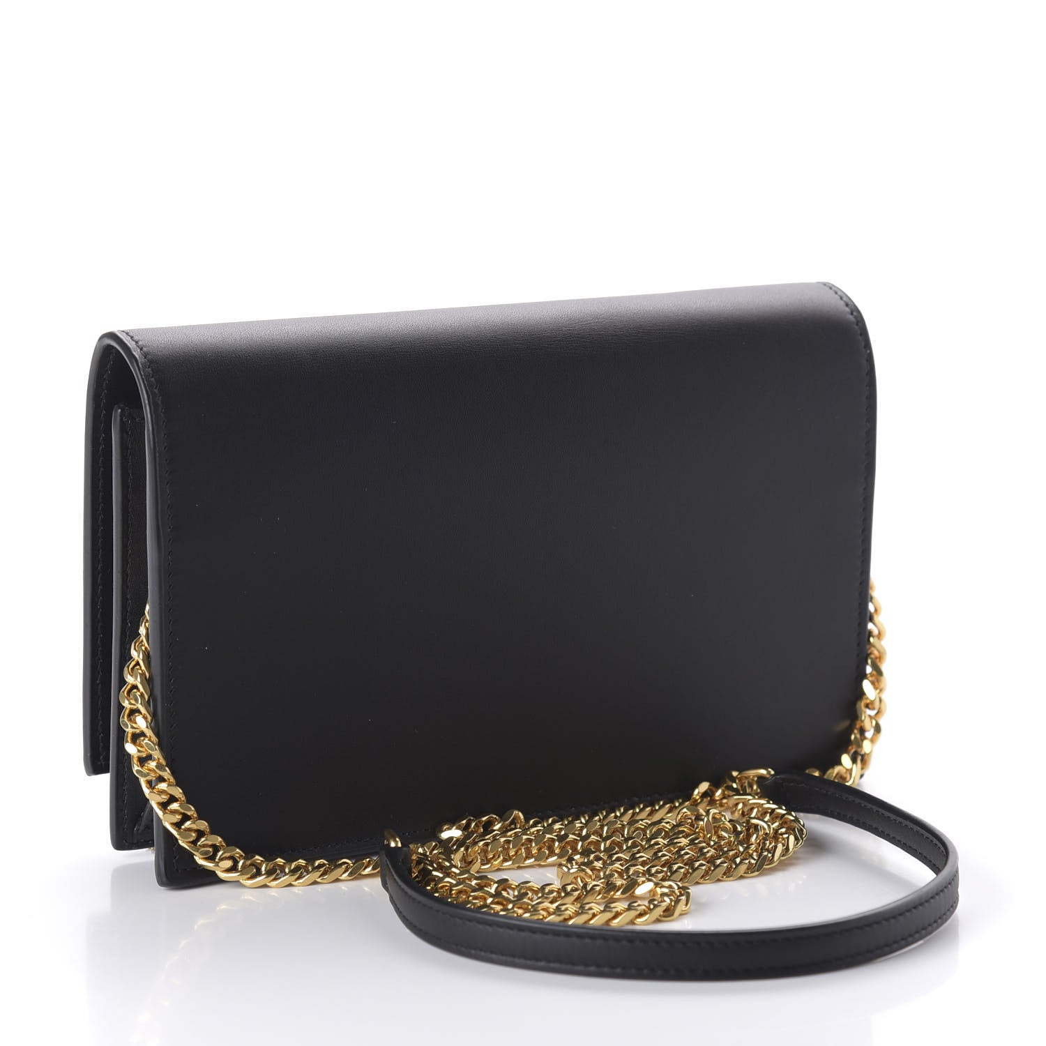 Saint Laurent Smooth Calfskin Classic Monogram Kate Tassel Chain Wallet Black 3 of 9