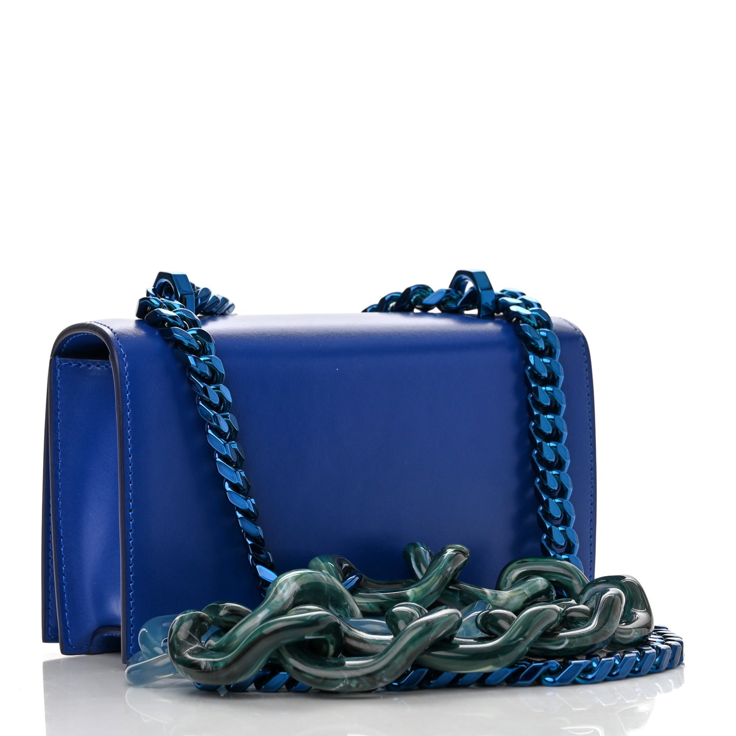 Calfskin Mini Jeweled Knuckle Satchel Royal Blue