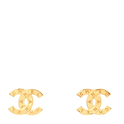Chanel Metal CC Paris Button Stud Earrings Gold 1 of 5