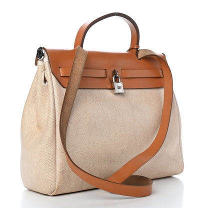 Hermes Toile Vache Calfskin Herbag 30 PM Natural 4 of 16