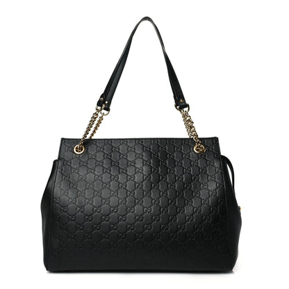 Gucci Guccissima Signature Large Shoulder Tote Bag Black 1 of 10