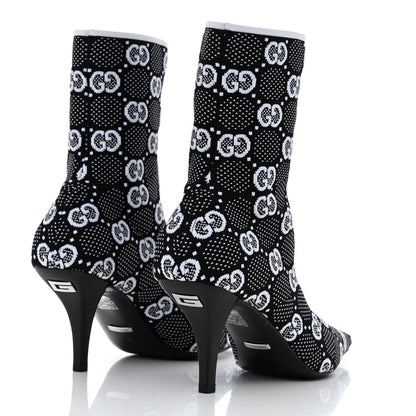 Gucci Technical Jersey Knit GG Monogram Square G 75mm Ankle Boots 38 Black Great White 4 of 9