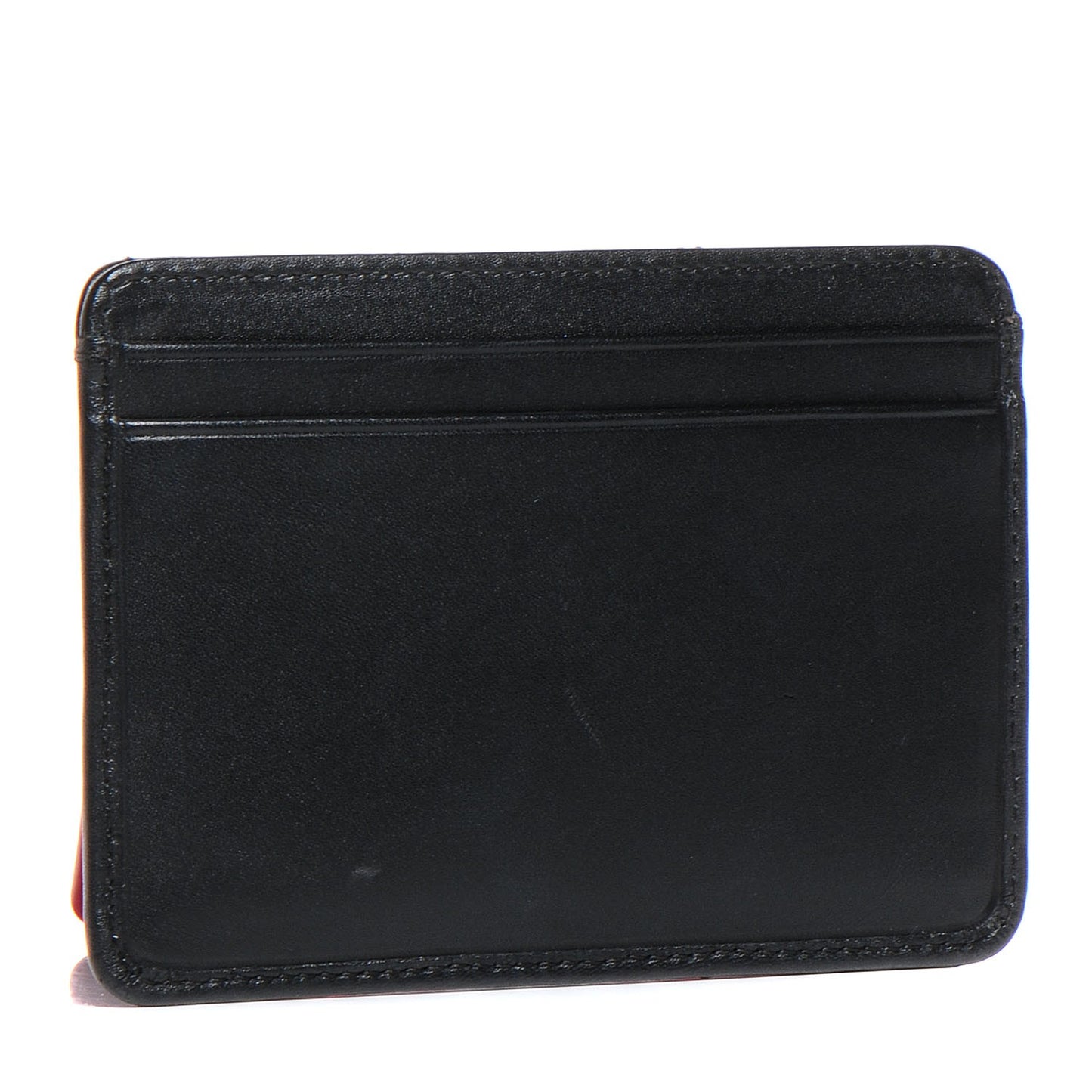 Calfskin Quilted Cambon Card Holder Black