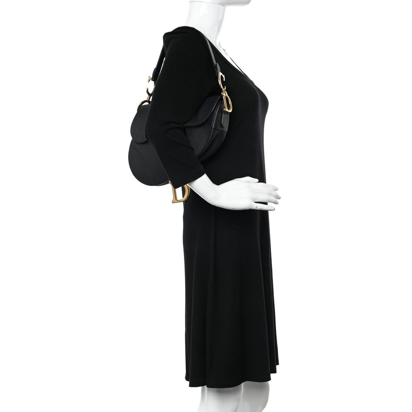 Grained Calfskin Saddle Bag Black