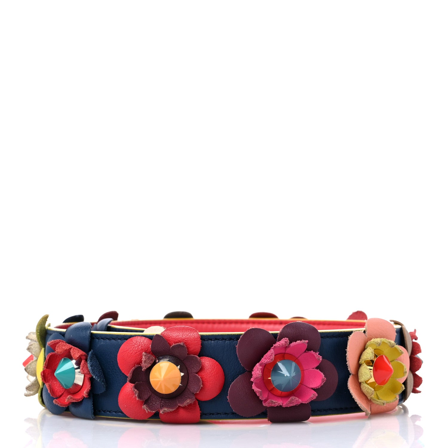 Fendi Vitello Dolce Flowerland Studded Strap You Blue Corallo Multicolor 2 of 5