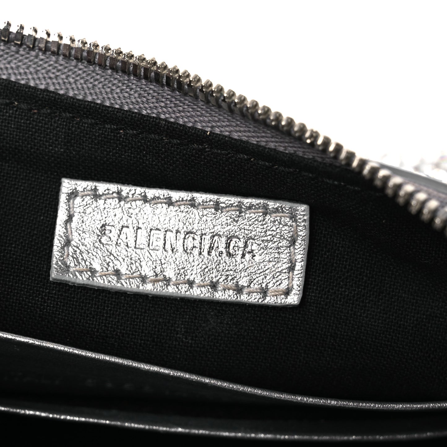 Strass Suede Metallic Nappa Le Cagole Mini Purse With Chain Grey