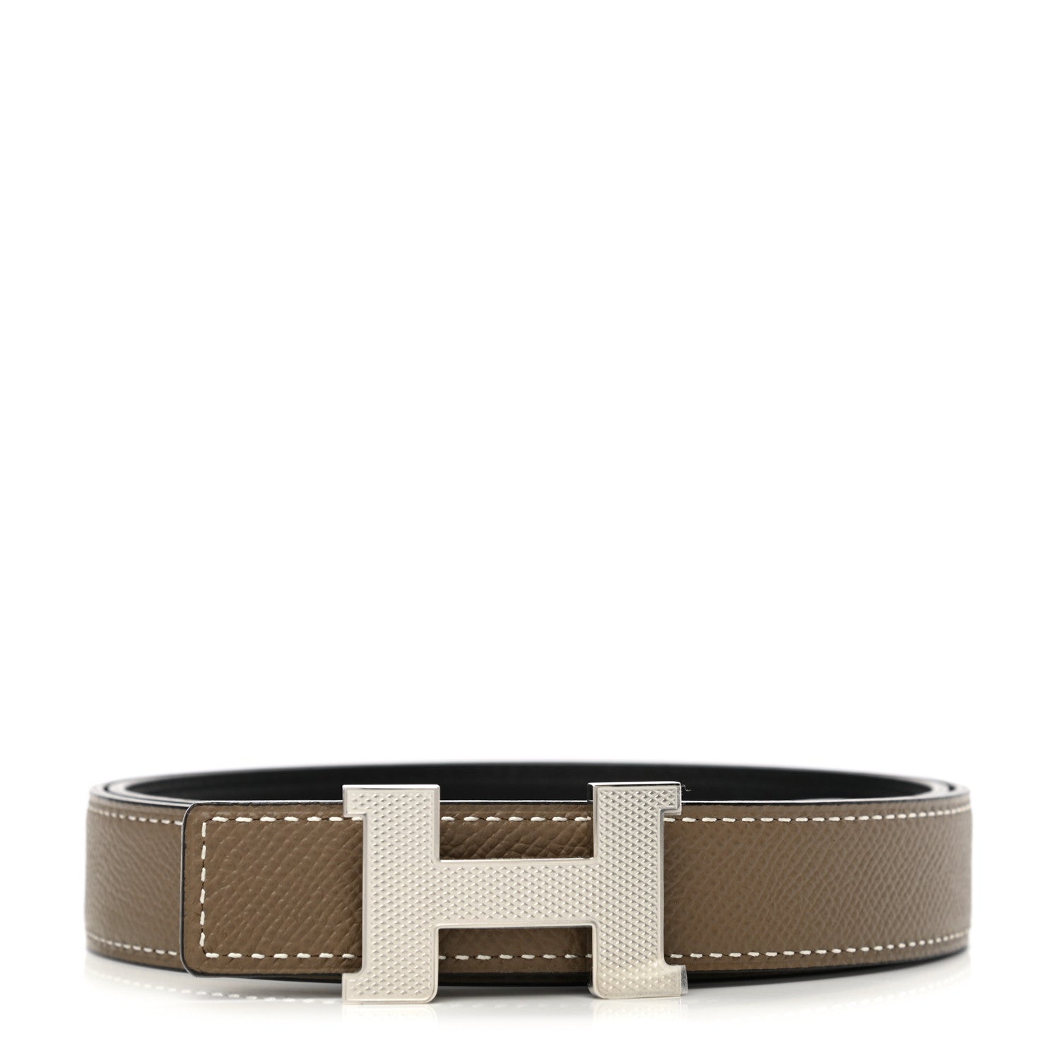 Hermes Epsom Swift 24mm Mini Constance Guilloche H Belt 80 Etoupe Black 1 of 6