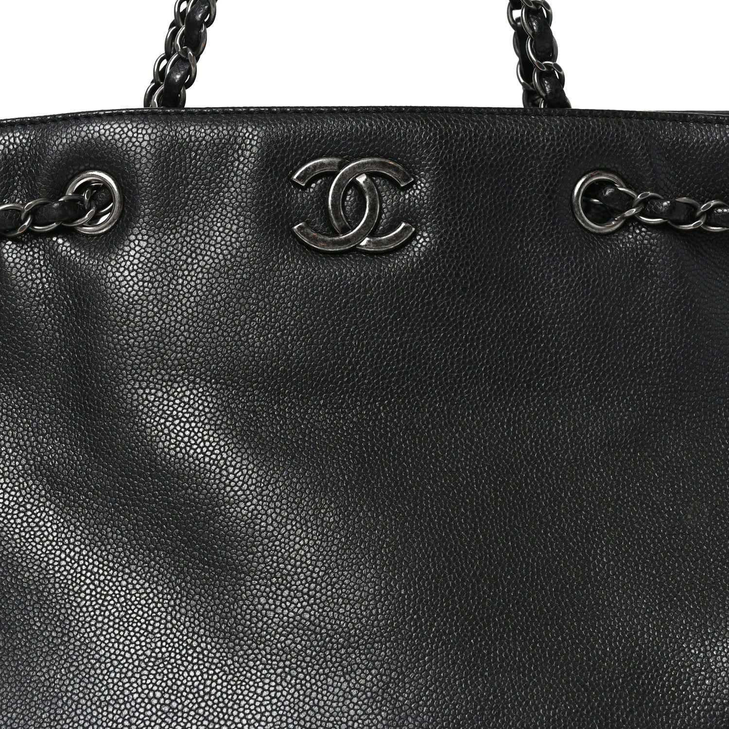 Chanel Metallic Grained Calfskin Woven Chain Large Shopping Bag Black 8 of 10