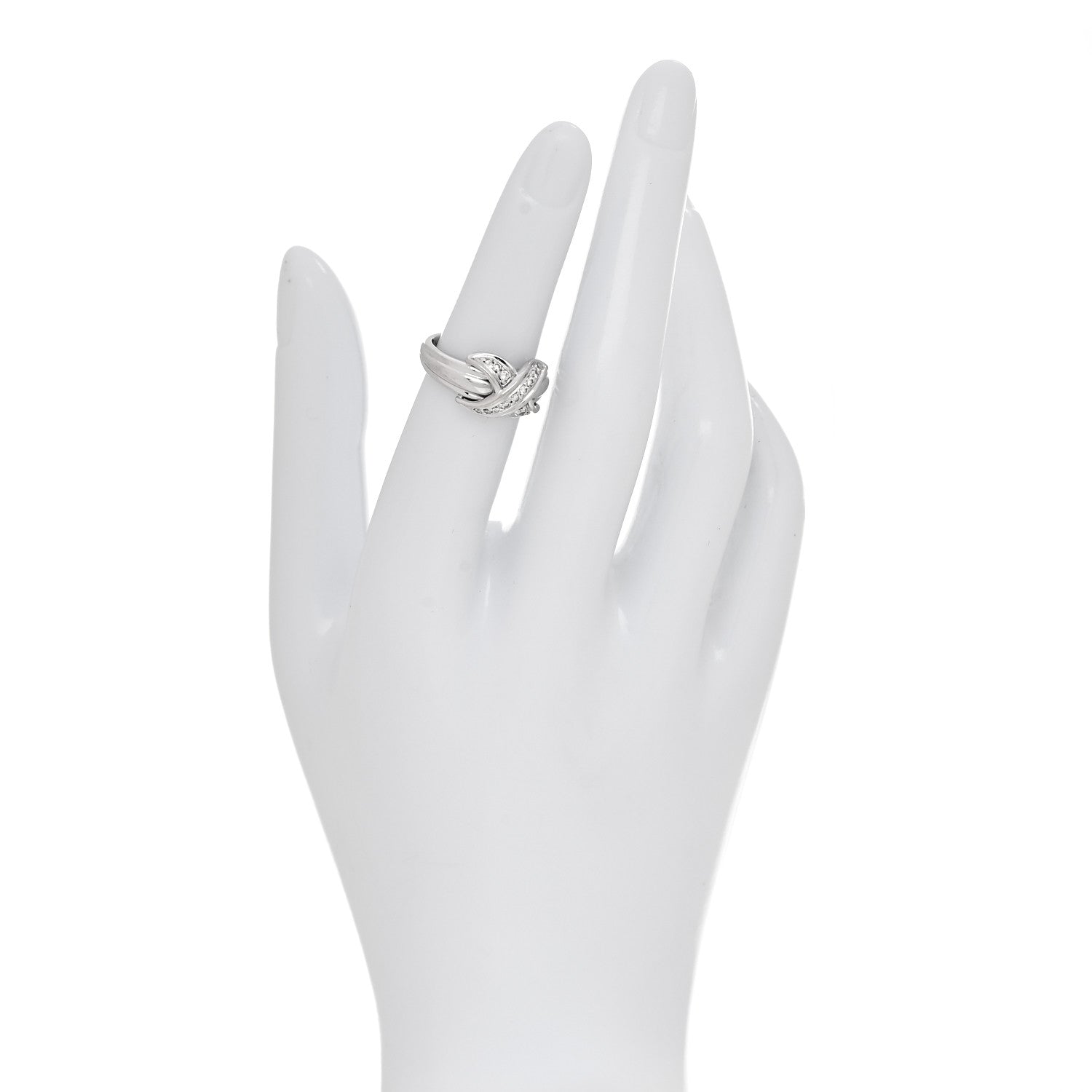 Tiffany 18K White Gold Diamond Signature X Ring 49 5 2 of 5