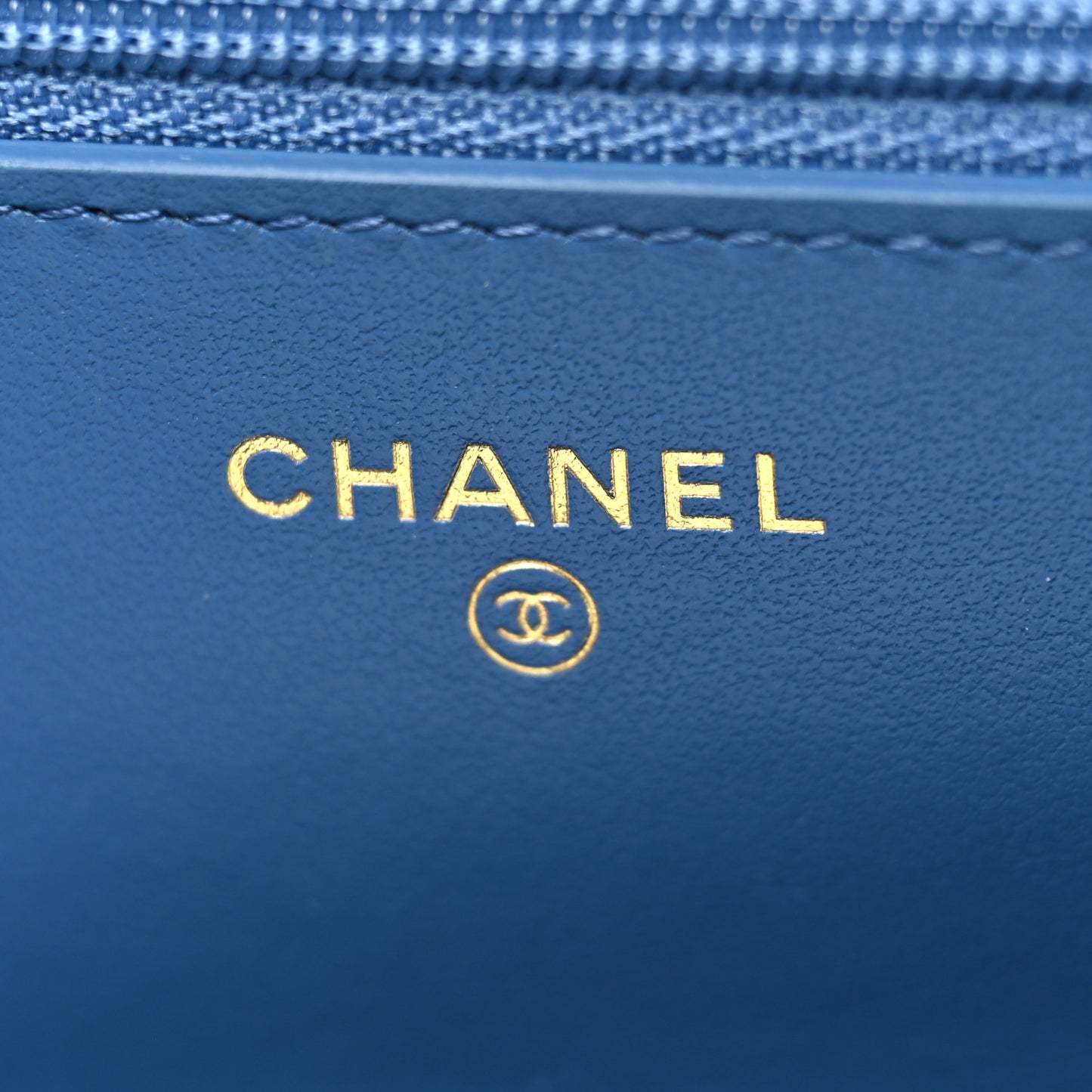 Denim Quilted Chanel 19 Wallet On Chain WOC Blue