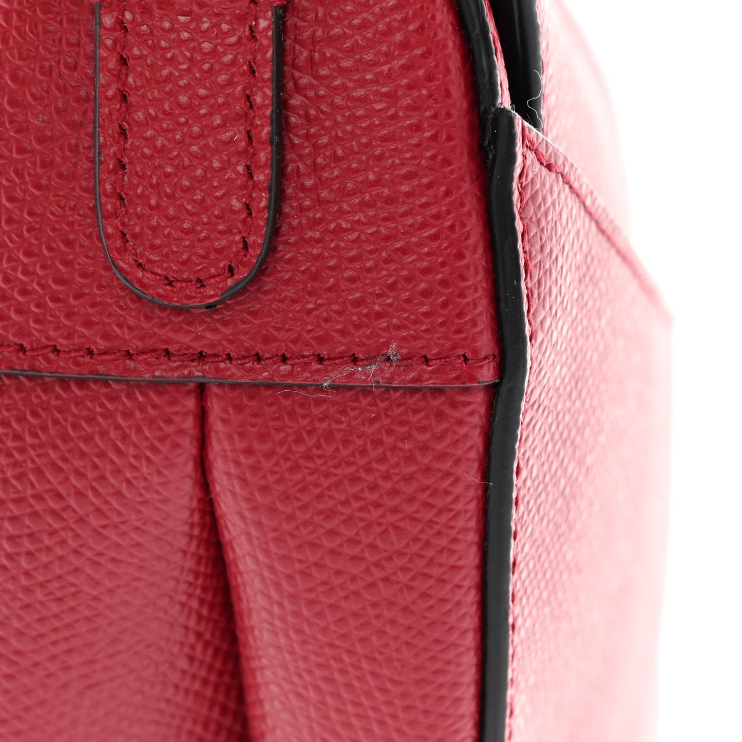 Grained Calfskin Mini Saddle Bag Red