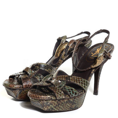 Saint Laurent Python Tribute 75 Platform Sandals 37 Verde Havana 3 of 7