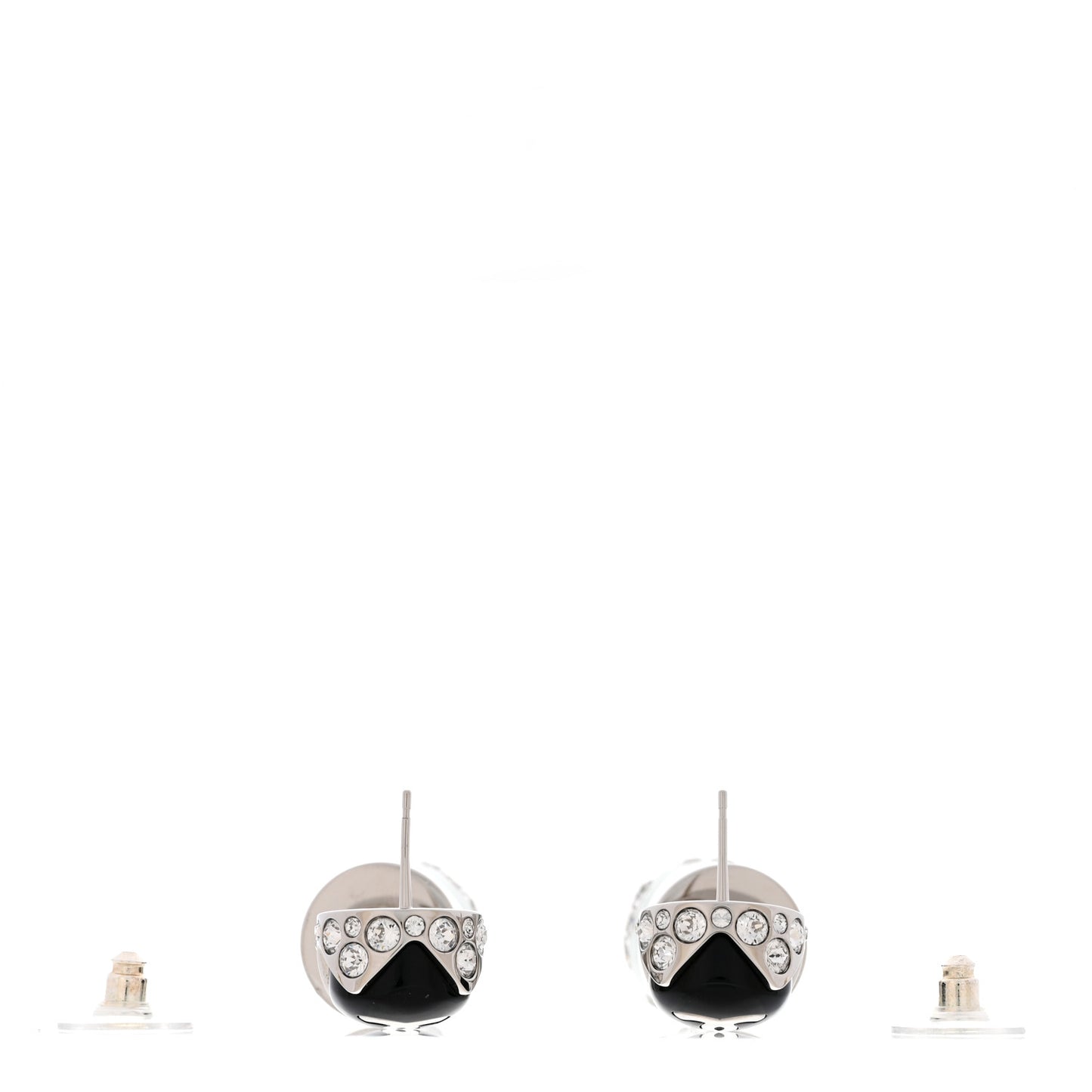 Metal Resin Crystal CC Pendant Earrings Silver Black Green