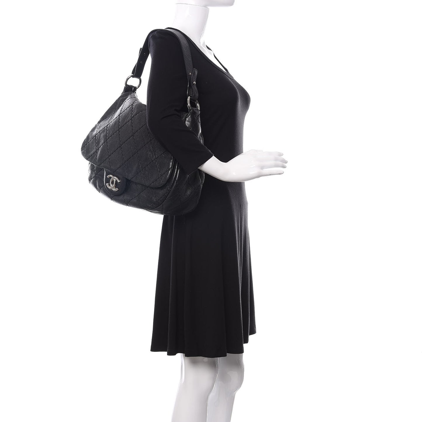 Glazed Calfskin XL On The Road Flap Black