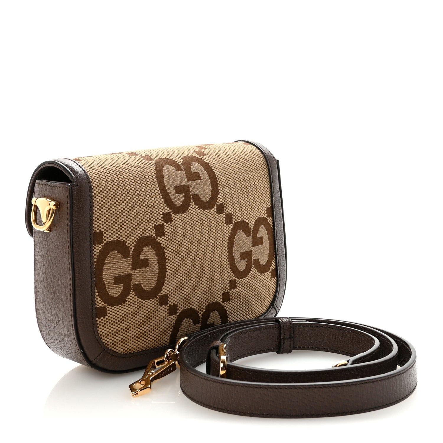 Gucci Monogram Jumbo GG Textured Dollar Calfskin Web Mini Horsebit