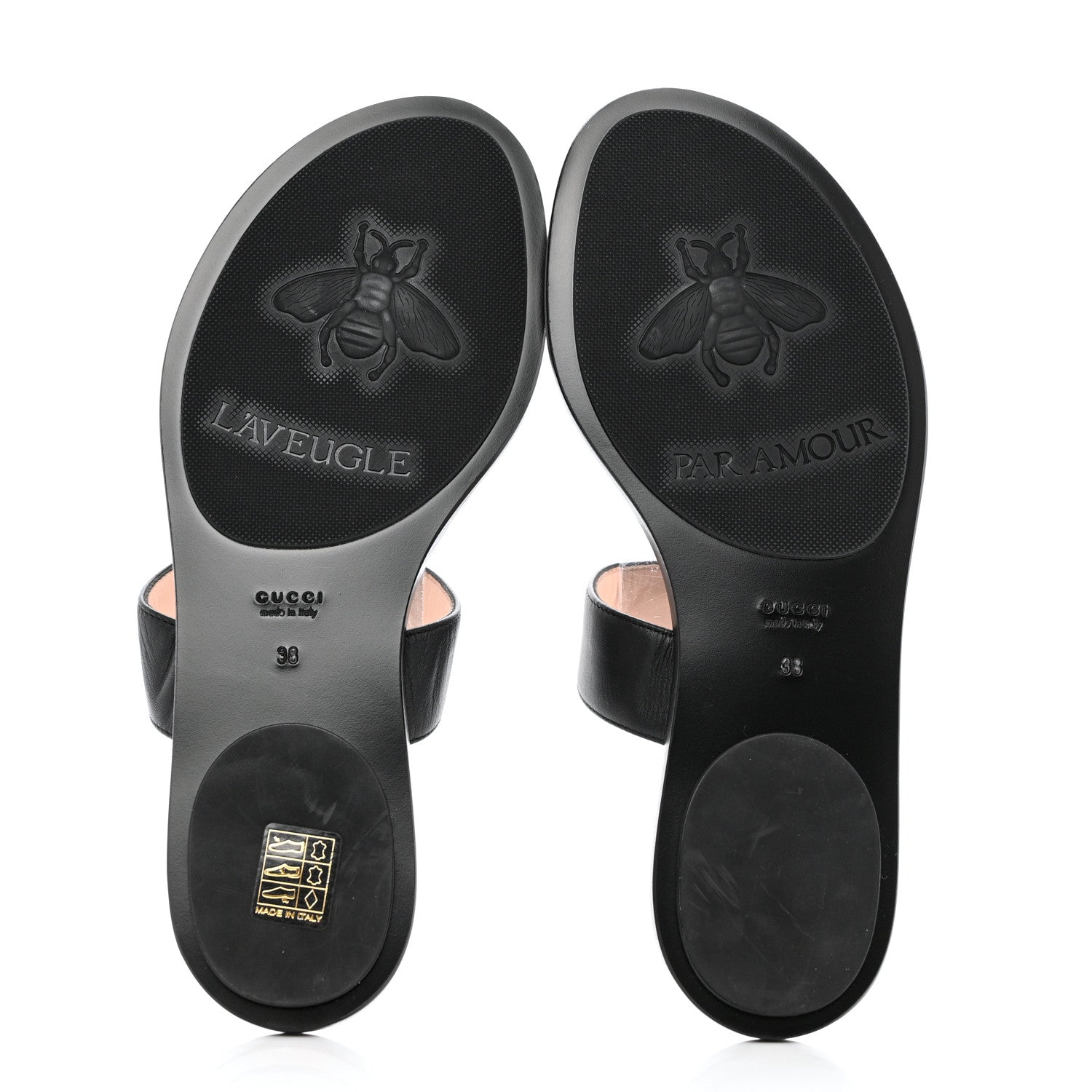 Gucci Calfskin GG Marmont Thong Sandals 38 Black 5 of 8