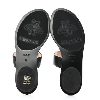 Gucci Calfskin GG Marmont Thong Sandals 38 Black 5 of 8