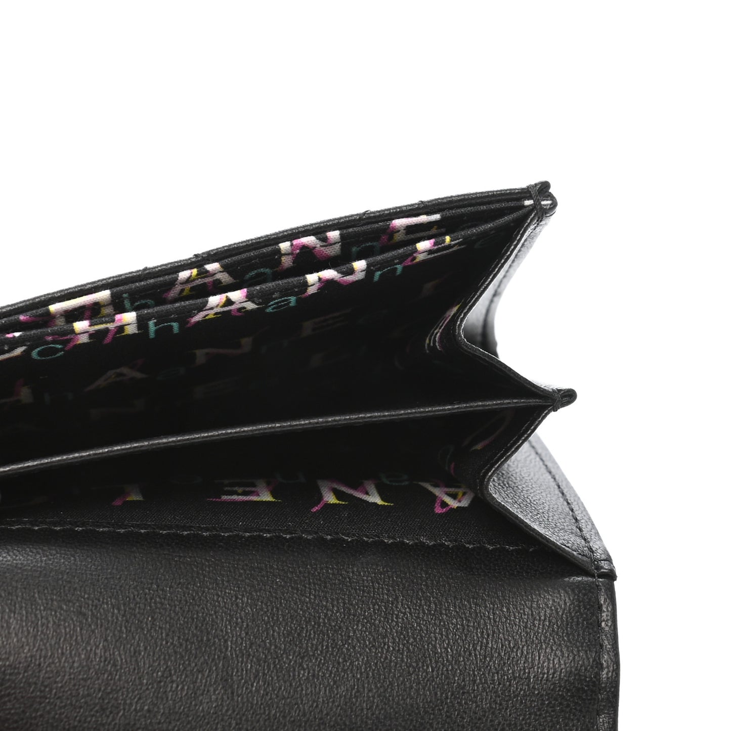 Lambskin Quilted Flap Card Holder Black