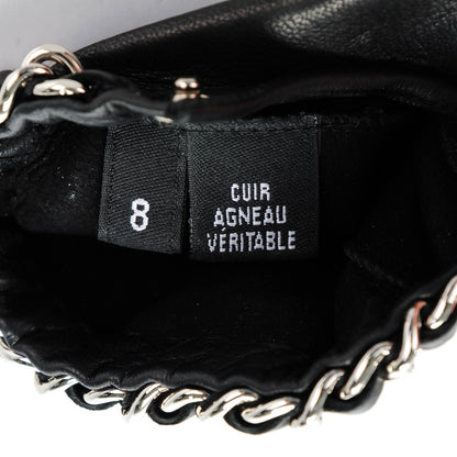 Chanel Lambskin Perforated Chain CC Gloves 8 Black 3 of 7