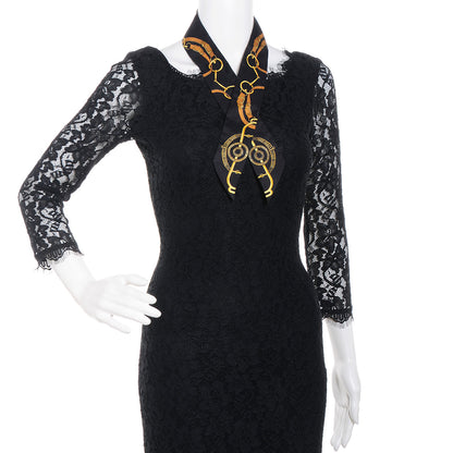 Hermes Silk Eperon D'Or Twilly Black 2 of 5