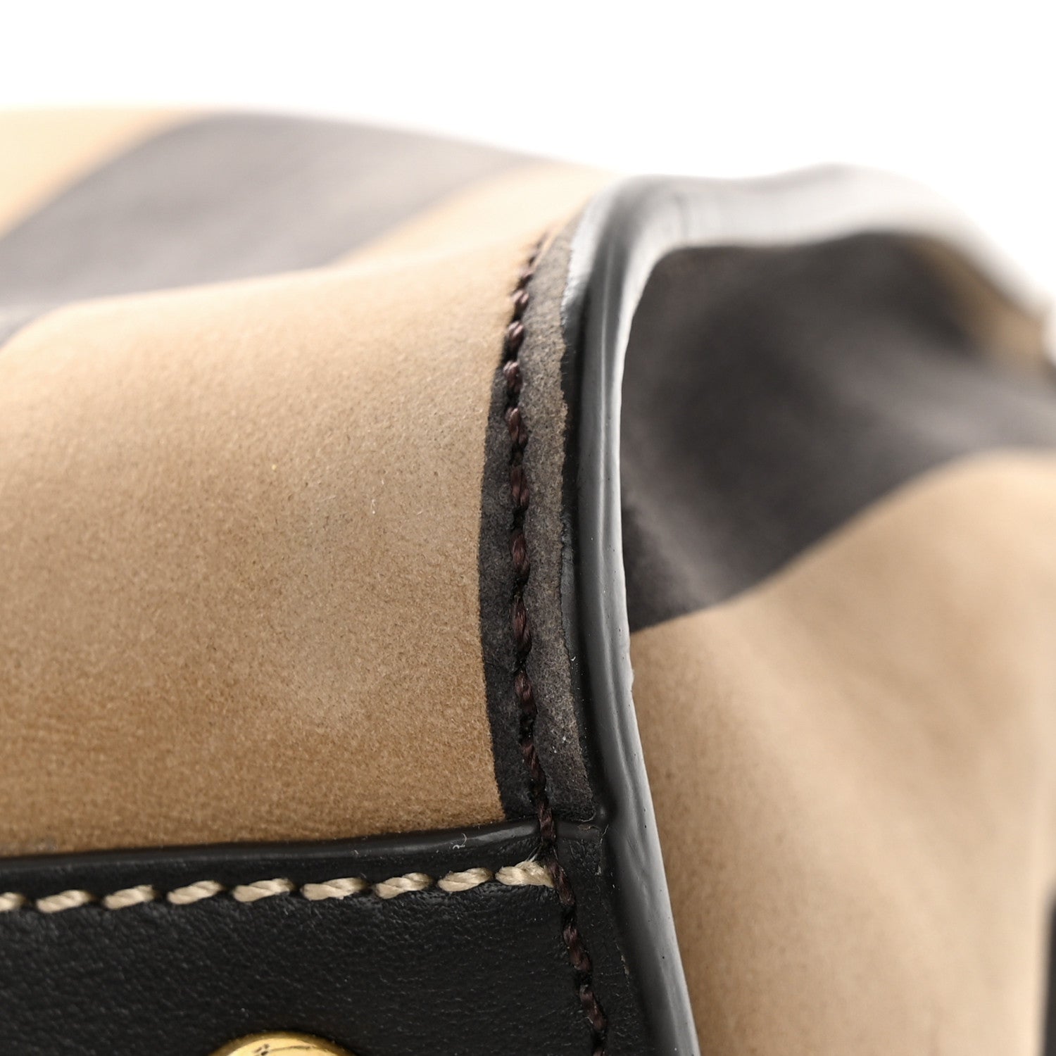 Fendi Vitello Nabuk Seta Pequin Medium Peekaboo Iconic Satchel Tobacco Moro Ebano 23 of 23