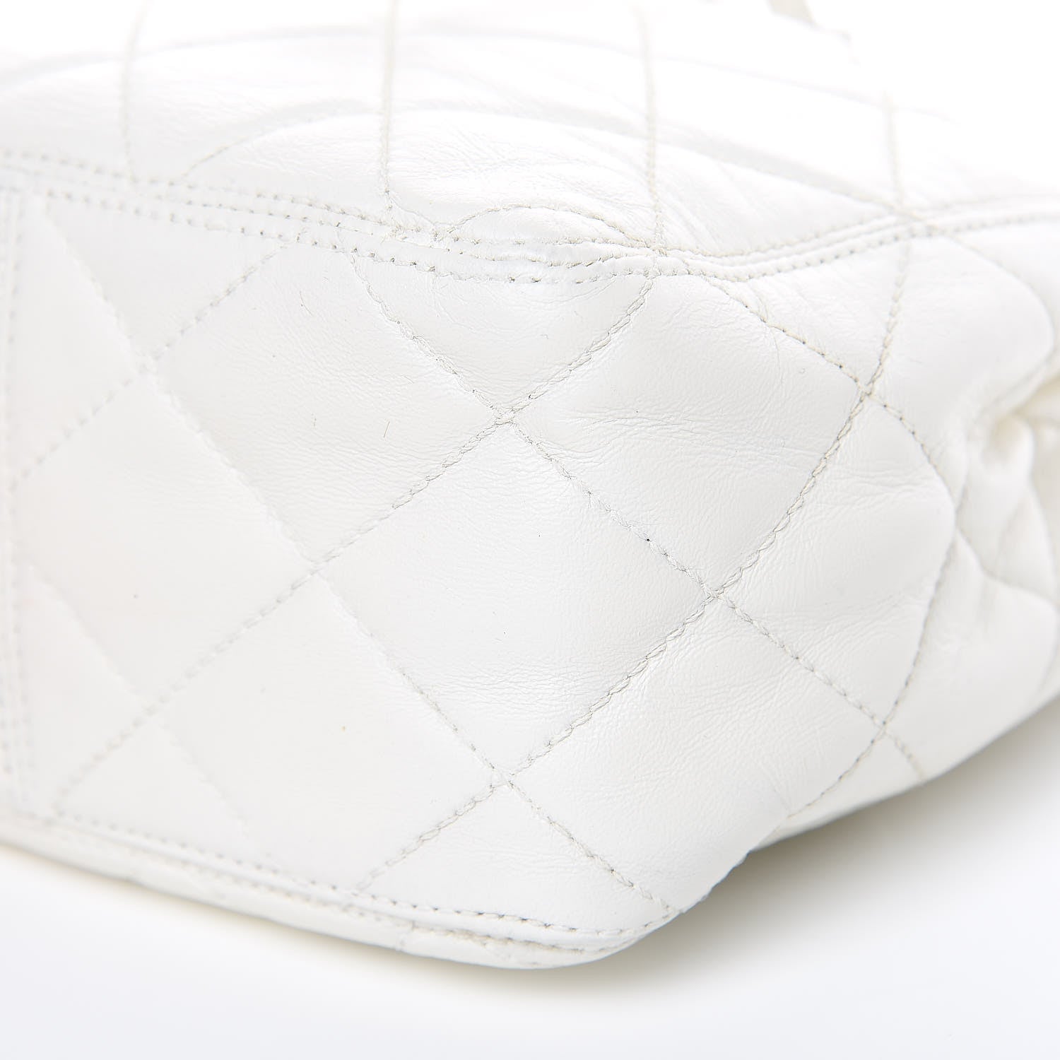 Chanel Calfskin Quilted Drawstring Bag White 9 of 11