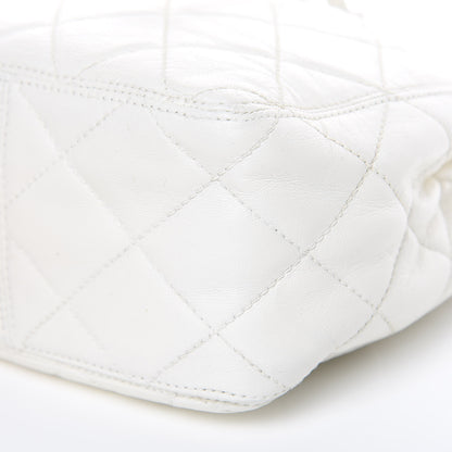 Chanel Calfskin Quilted Drawstring Bag White 9 of 11