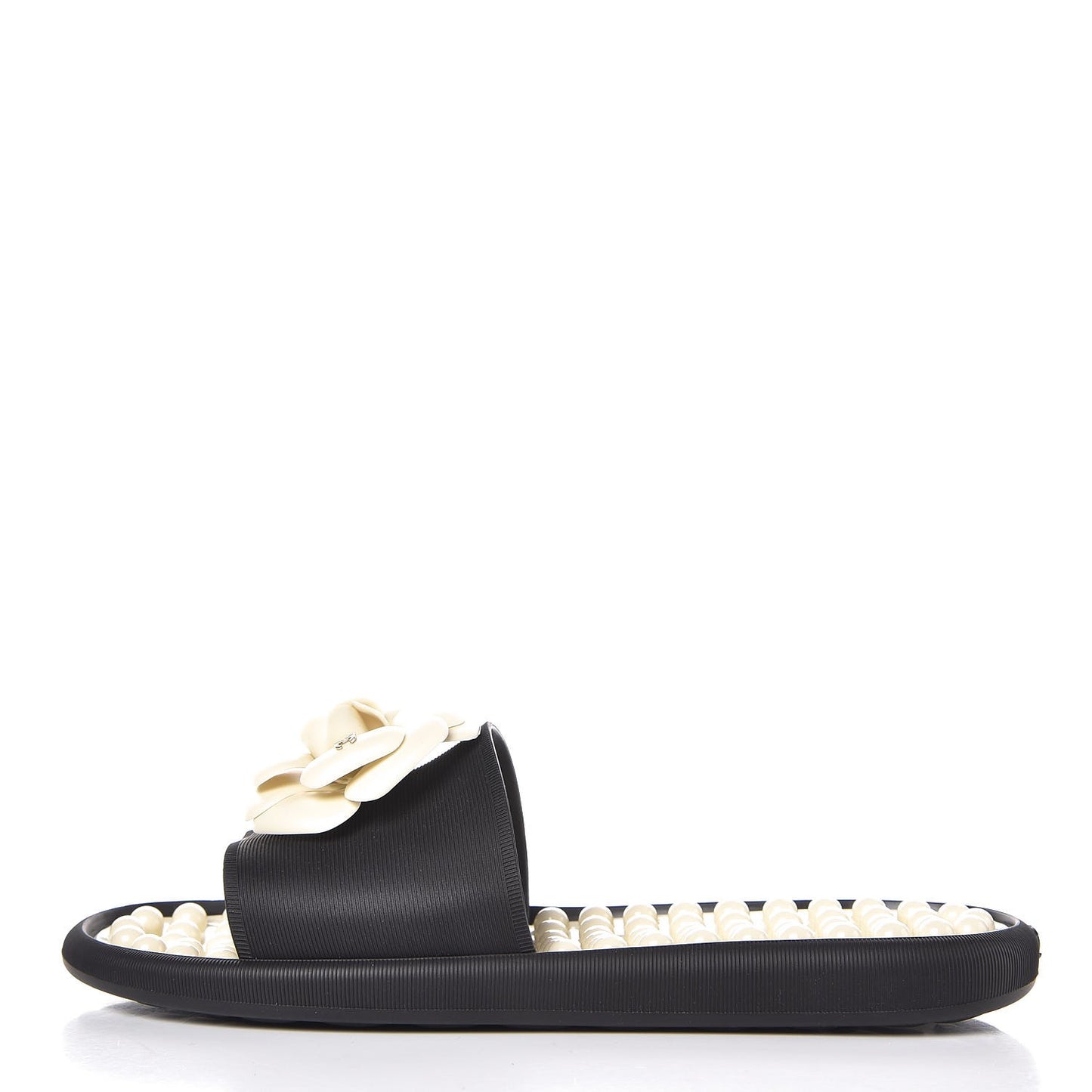 Thermoplastic PVC Camellia Mule Sandals 40 Black Ivory