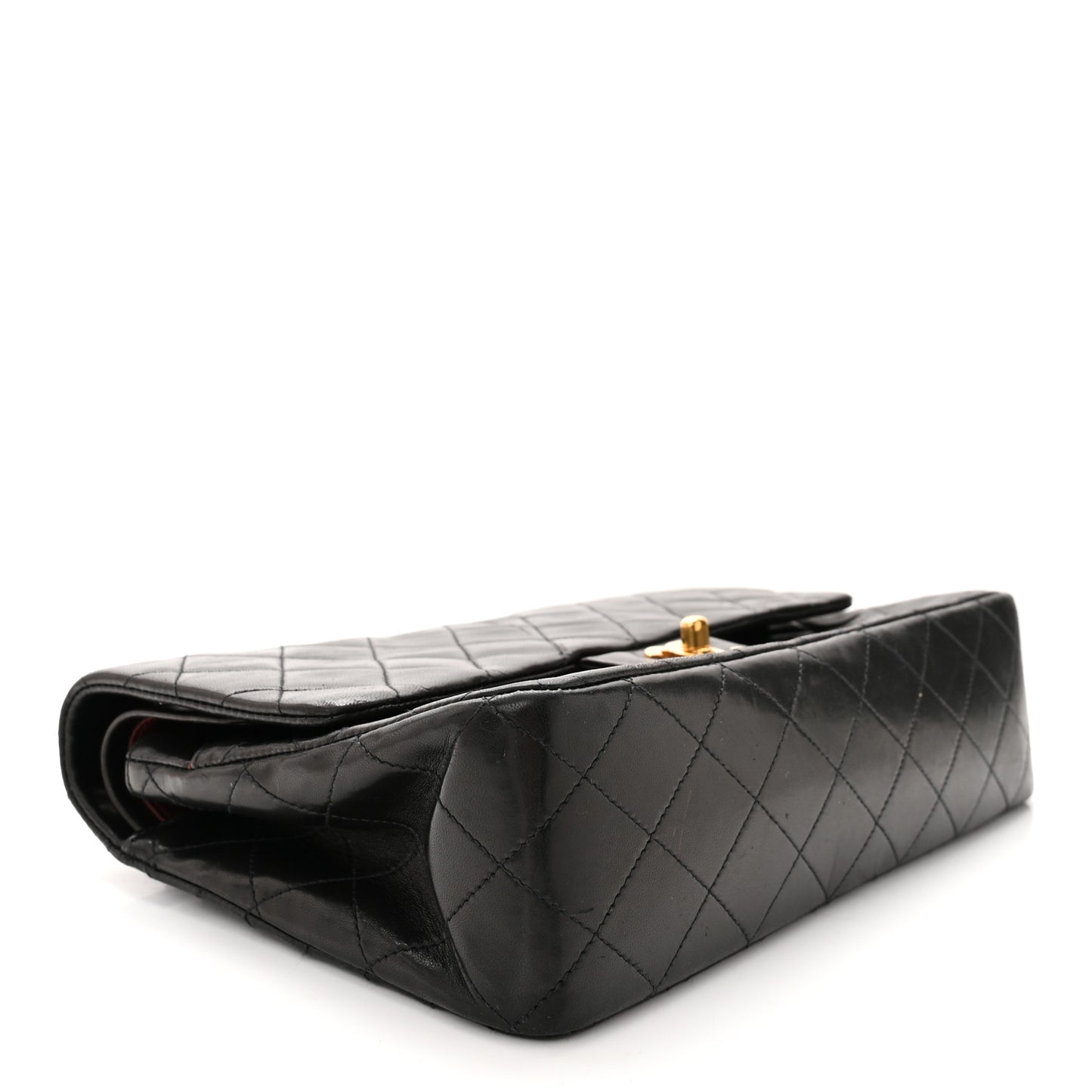 Lambskin Quilted Medium Double Flap Black