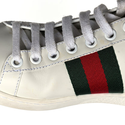 Gucci Calfskin Ayers Bee Embroidered Womens Ace Sneakers 35 White Green 18 of 19