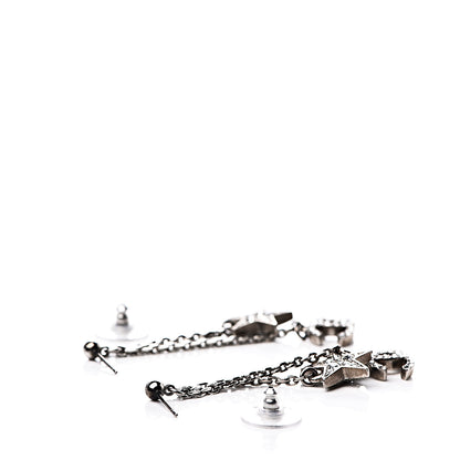 Chanel Crystal CC Star Dangle Earrings Silver 4 of 4