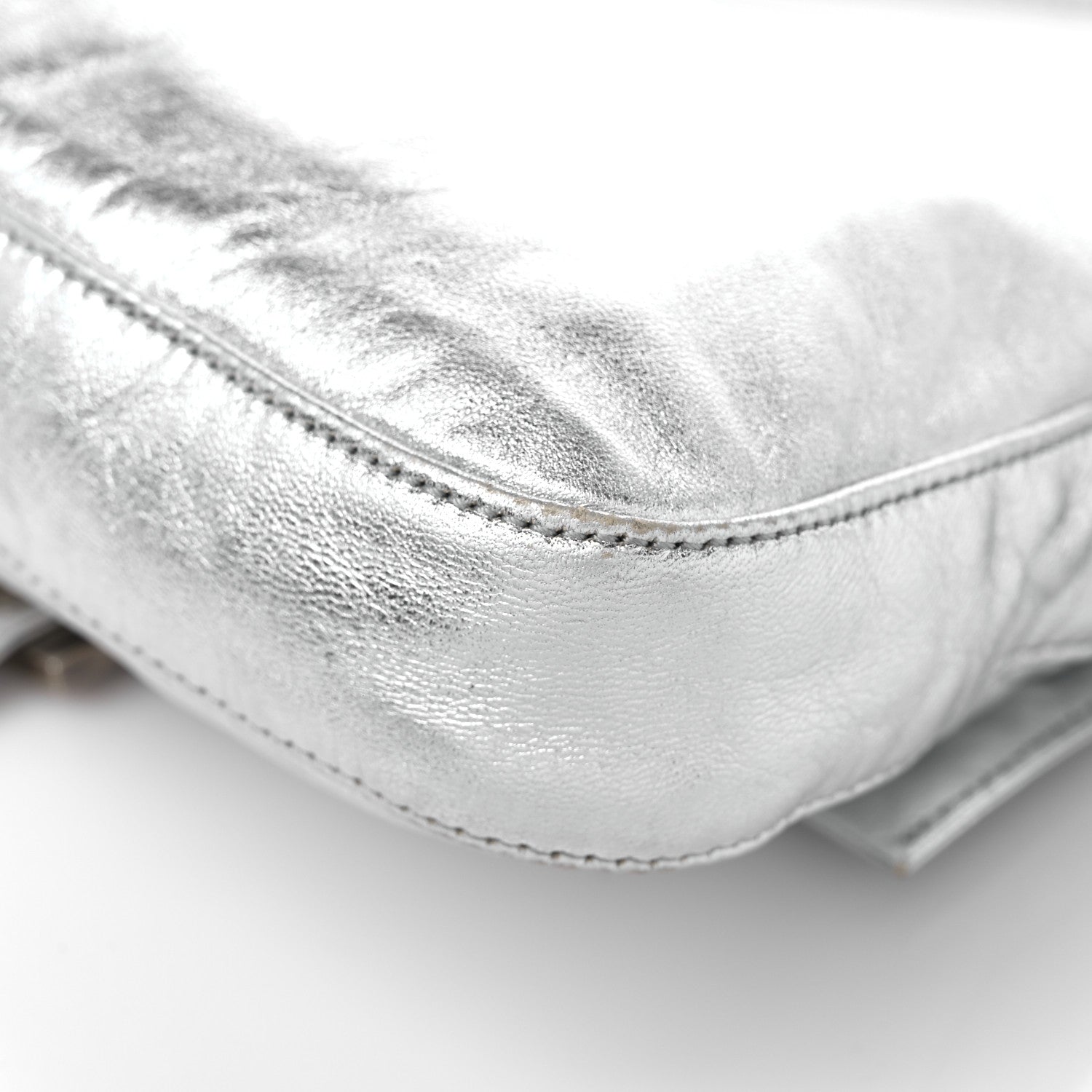 Fendi Metallic Calfskin Baguette Silver 10 of 14