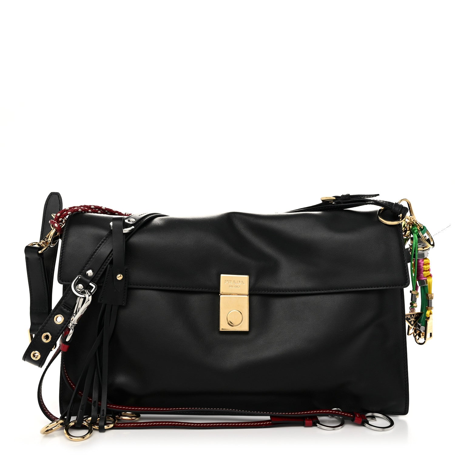 Prada Calfskin Large Soft Sound Shoulder Bag Black 1 of 10