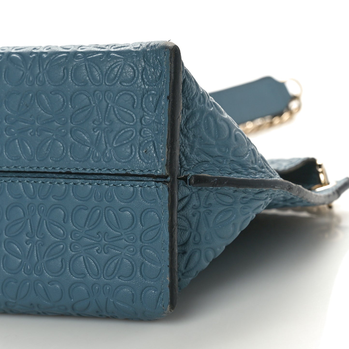 Goatskin Embossed Avenue Shoulder Bag Blue