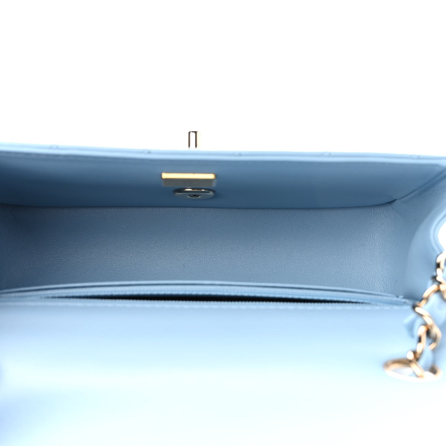 Lambskin Quilted Mini Rectangular Flap Light Blue