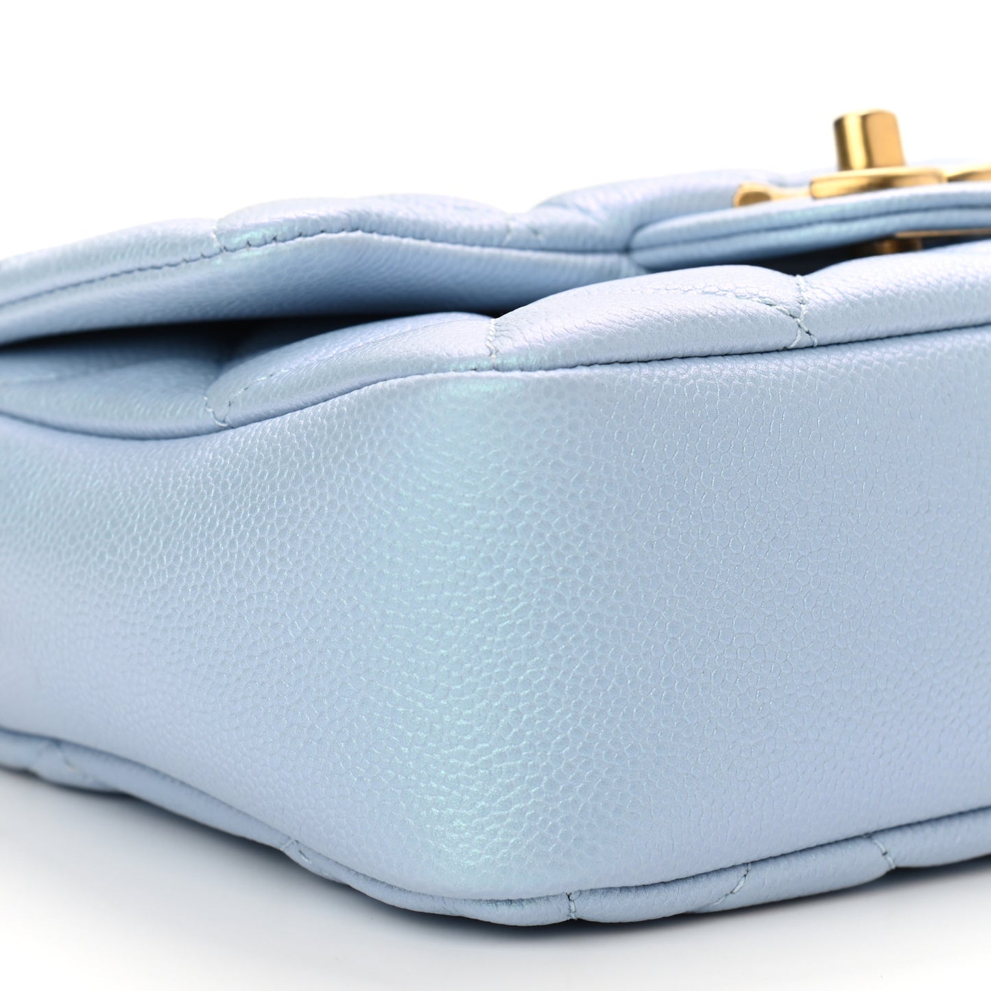 Iridescent Caviar Quilted Mini My Perfect Flap Light Blue