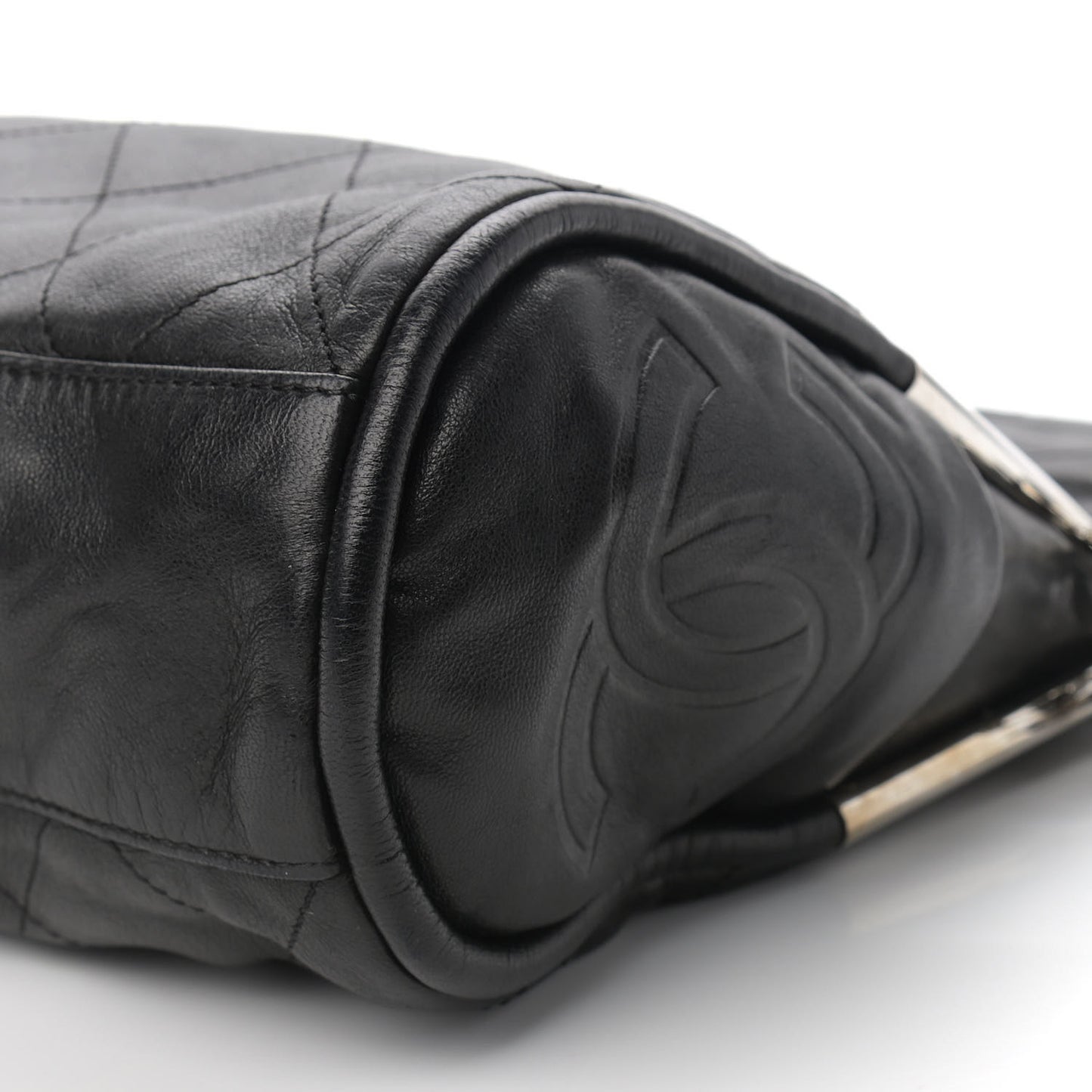 Lambskin Stitched Medium Ultimate Soft Tote Black