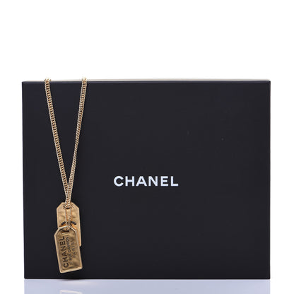 Chanel ID Dog Tag Charm Necklace Gold 9 of 9