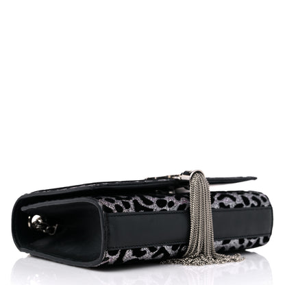 Saint Laurent Glitter Leopard Small Monogram Kate Tassel Satchel Platine Black 4 of 12