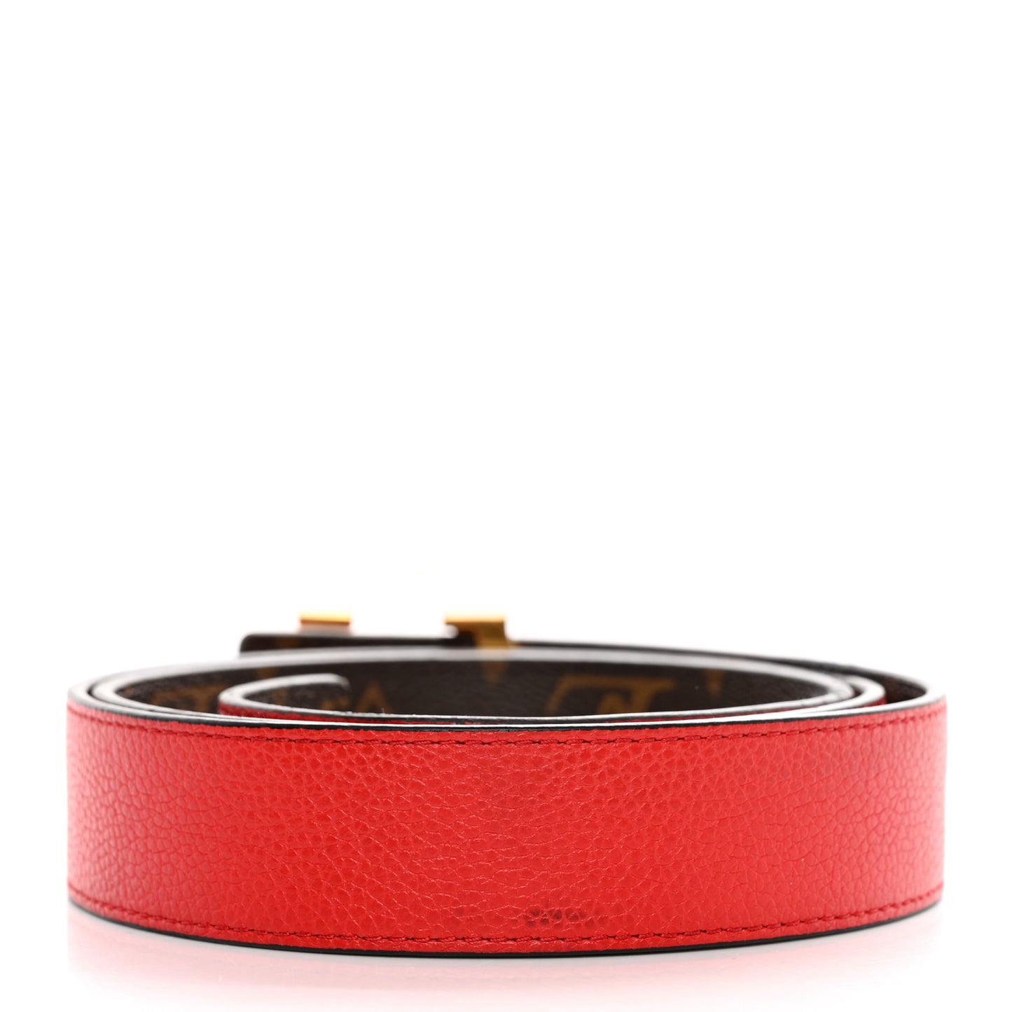 Calfskin Monogram 30mm LV Initiales Reversible Belt 90 36 Coquelicot