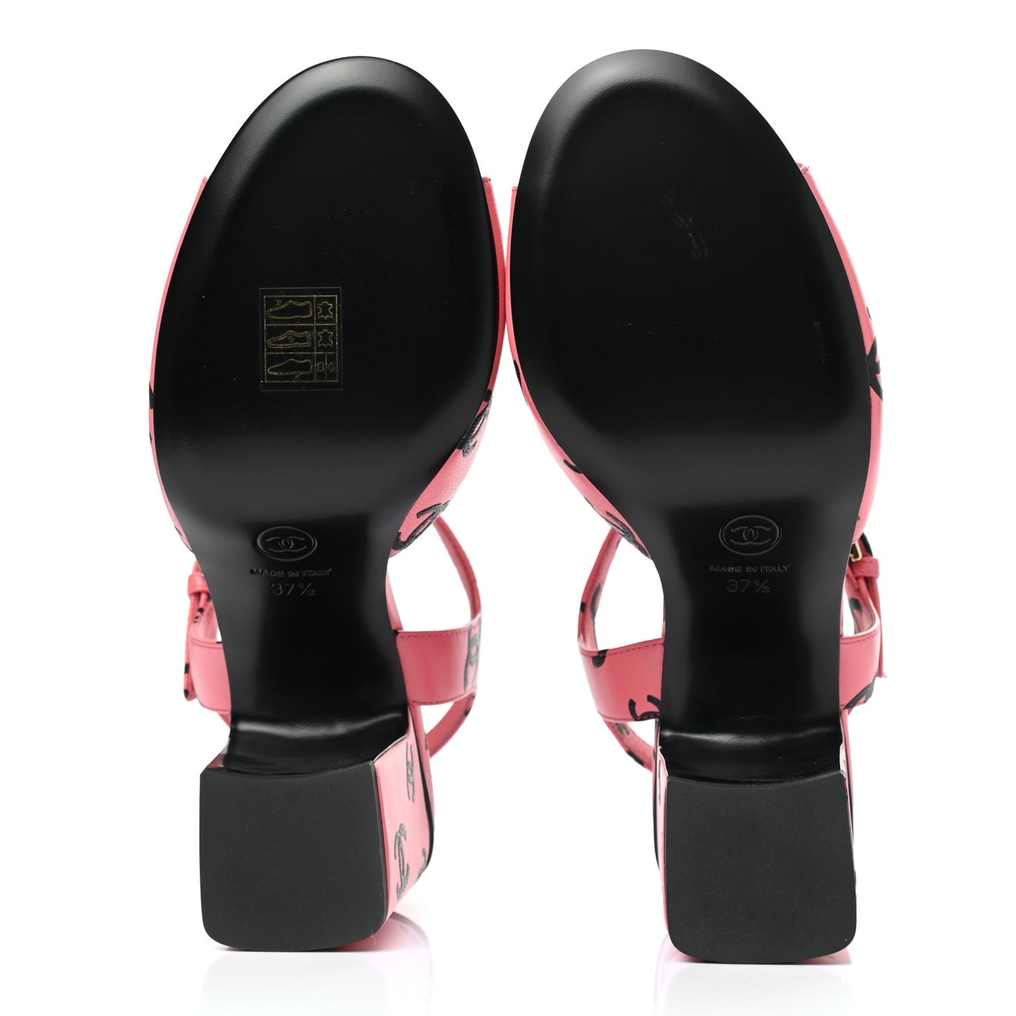 Printed Lambskin Coco Beach Sandals 37.5 Pink Black