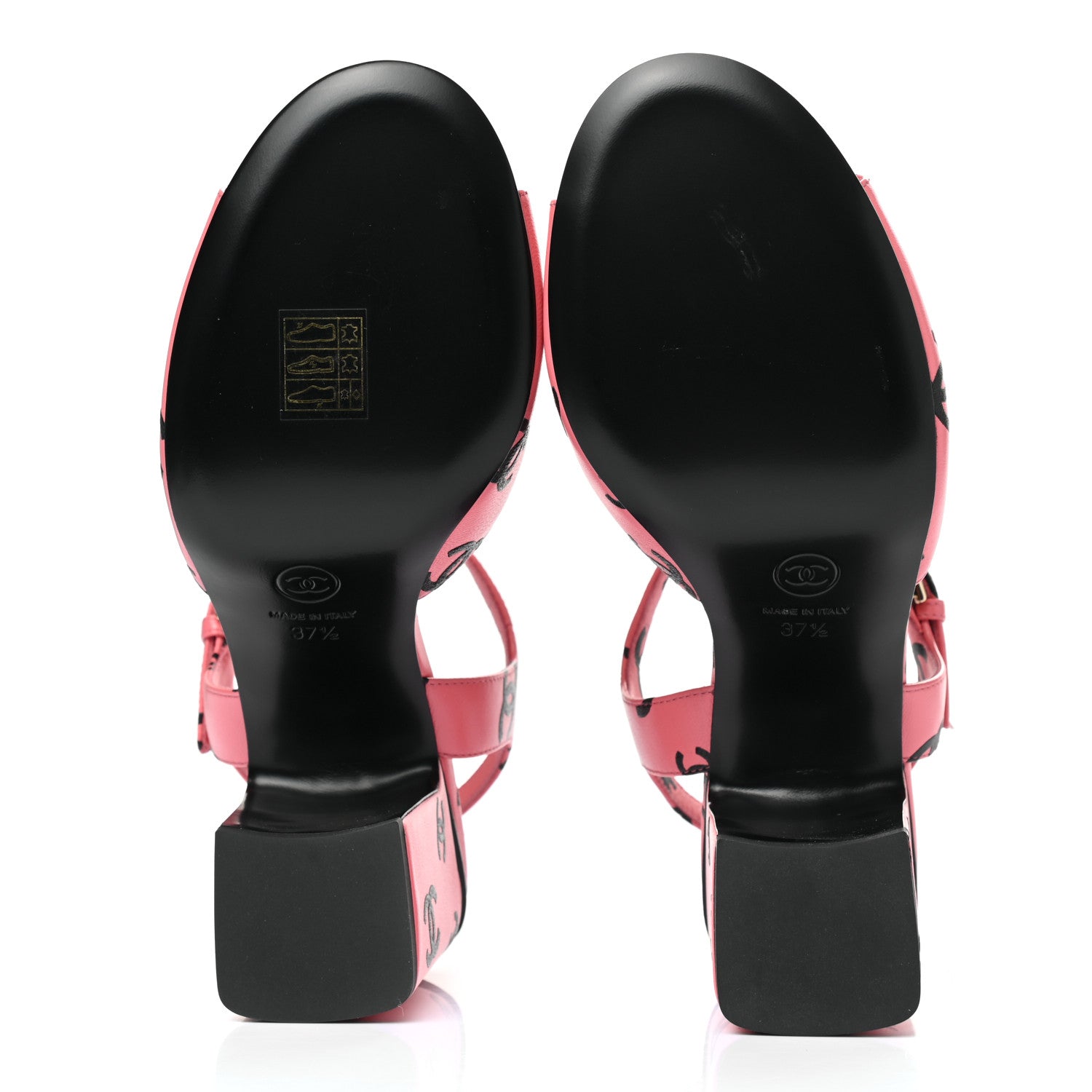 Chanel Printed Lambskin Coco Beach Sandals 37.5 Pink Black 5 of 9