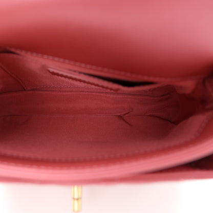 Chanel Metallic Calfskin Quilted Top Handle Flap Dark Pink 5 of 11