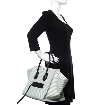 Celine Cotton Canvas Striped Medium Phantom Luggage White Green 2 of 11