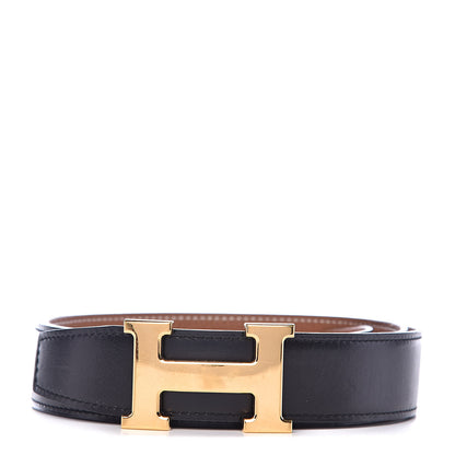Hermes Box Togo 32mm H Belt 90 Black Gold 1 of 6