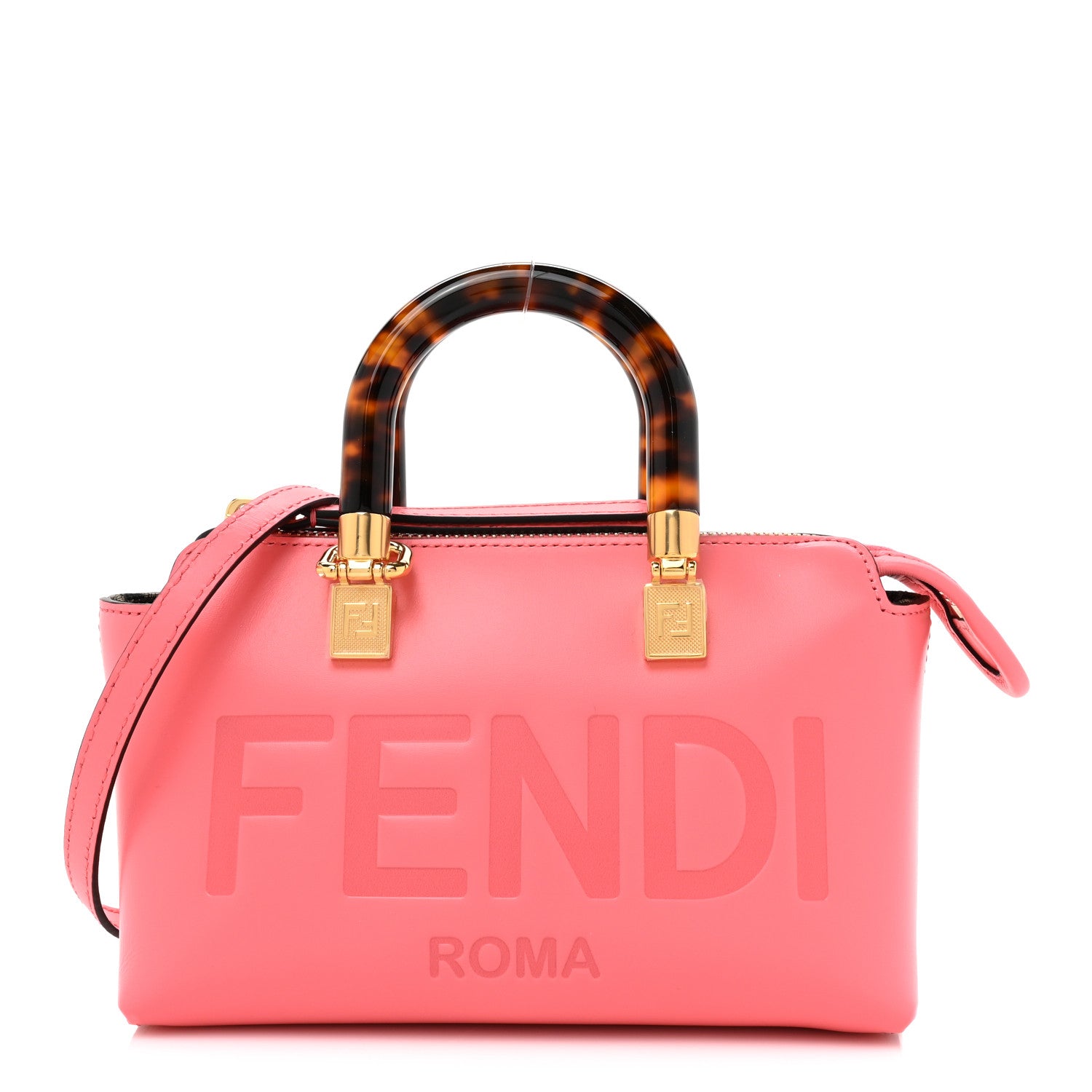 Fendi Vitello King Plexiglass Logo Embossed Mini By The Way Top Handle Boston Bag Pink Dalia 1 of 10