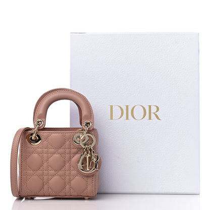 Christian Dior Lambskin Cannage Micro Lady Dior Rose Des Vents 11 of 11