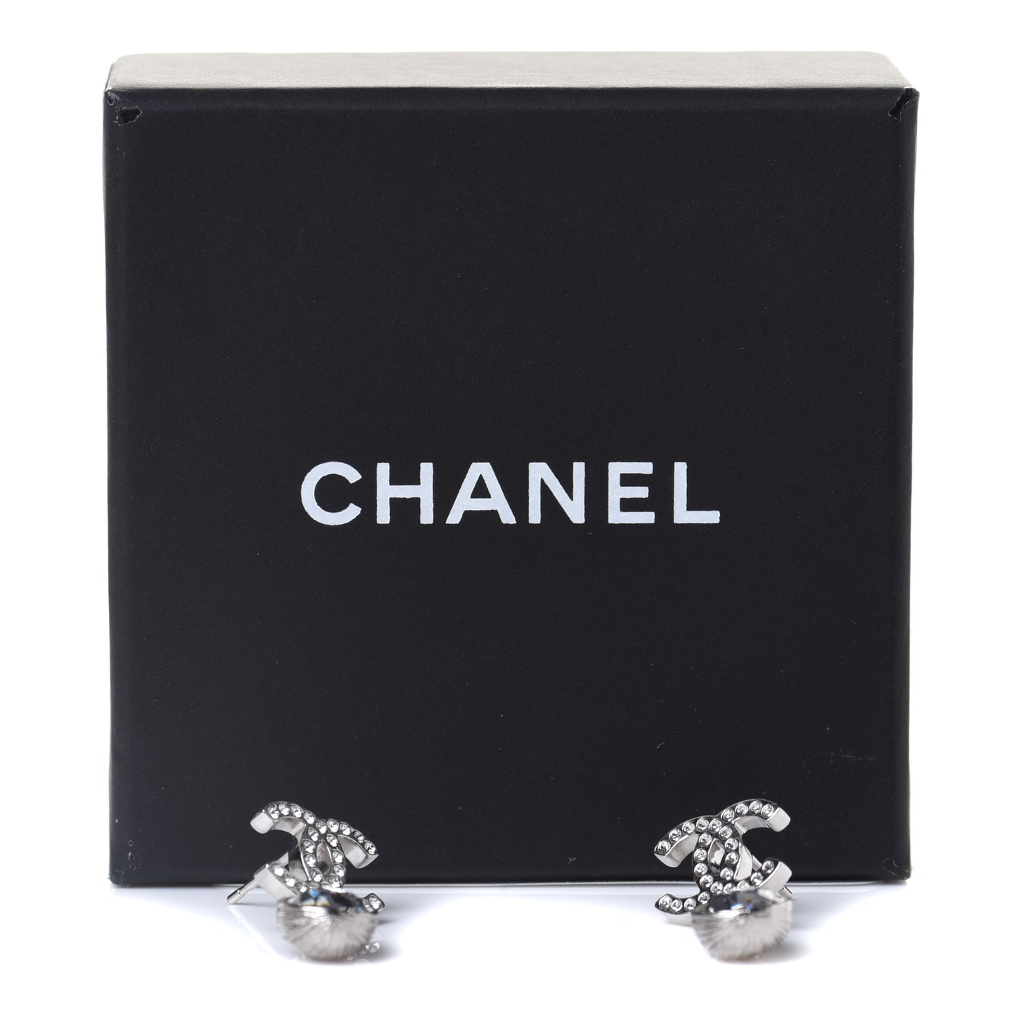 Crystal CC Teardrop Earrings Silver
