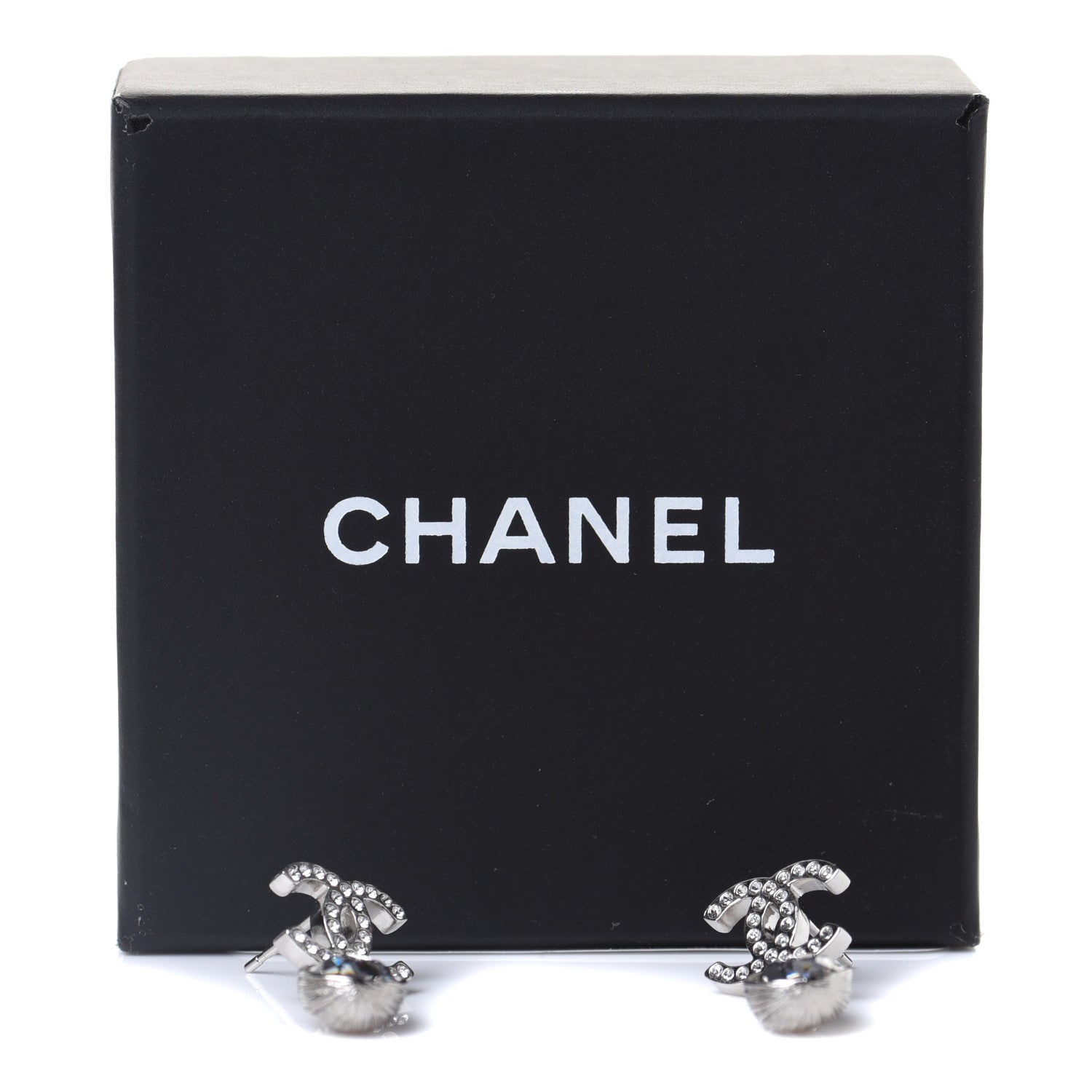 Chanel Crystal CC Teardrop Earrings Silver 5 of 5