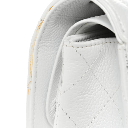 Chanel Caviar Quilted Medium Double Flap White 13 of 14